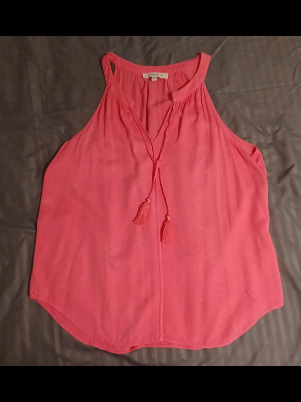 Rose & Olive Pink Tassel Sleevless Top